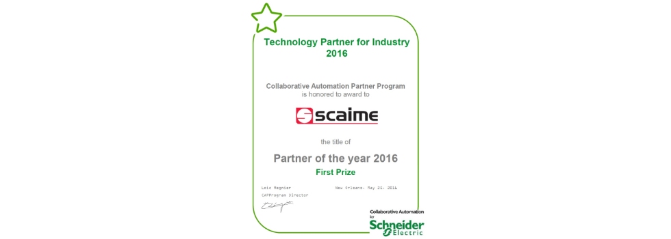 SCAIME partner of the year 2016 schneider electric